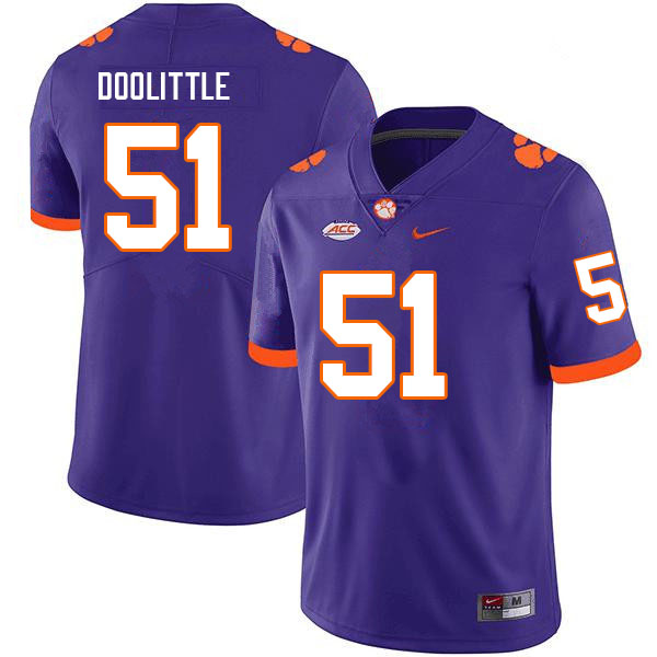 Men #51 Colby Doolittle Clemson Tigers College Football Jerseys Sale-Purple - Click Image to Close